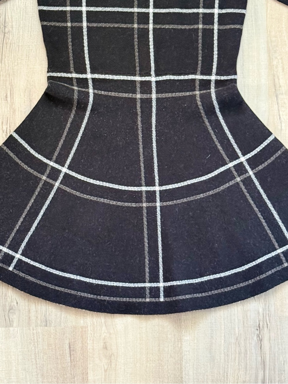 APRICOT Black Grey Plaid Warm Whimsigoth Fit Flare Mini Women’s Sweater Dress - Picture 3 of 9